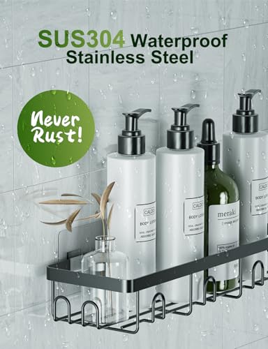 5 Pack Shower Caddy Set: Adhesive Bathroom Organizers - Image 3