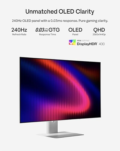 Image of Pixio PX277 OLED Max V2 White 27 inch 240Hz Refresh Rate QHD 1440p Resolution 0.03ms GTG Response Time Gaming Monitor with PS2S White Ultrawide Heavy-Duty Premium Single Monitor Arm