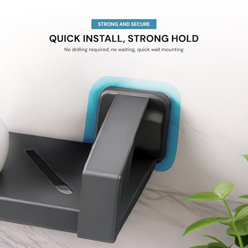 Image of MIORAH 2feet Bath Shelves for Wash Basin | Bathroom Organiser Without Drill | Suction Bathroom Accessories & Stand Grey