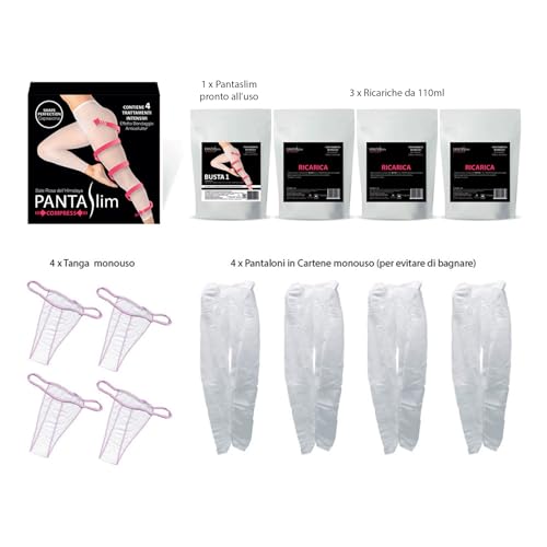 PANTASLIM Compress - Kit de 4 tratamientos – Medias drenantes anticelulíticas – Fórmula Shape Perfection Capsaicina + Sal Rosa del Himalaya con pantalones de cartene y tanga desechable – 99% original - imagen 2