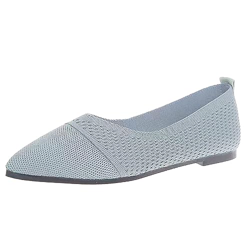 Flats for Womens Pointed Toe Slip On Ballet Dress Shoes Knit Mesh Breathable Comfortable Casual Mary Jane Flats Dressy Work Office Travel Women Non Slip Soft Sole Dance Lazy Shoes