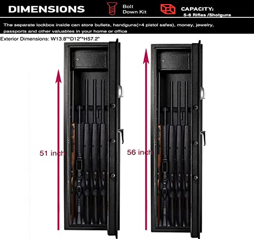 Quicktec Large Rifle Safe, Gun Safe For Home Rifles And Pistols, Quick Access 5-6 Gun Cabinet Shotgun Safe (With/Without Scope) With Pistol Lockbox Slient Mode (Large Gun Safe-Biometric) … #TOP5