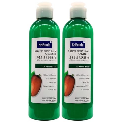 Shampoo Disciplinante OLIO DI JOJOBA Per Capelli Ricci. Nutre, Combatte L'Effetto Crespo, Dona Elasticità e Definizione 250ml (2 Flaconi)