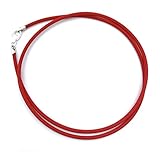  stella-diamonds Kautschuk-Band Kette Halskette 42cm 2mm Halsband Schwarz ohne Anhänger mit Karabiner-Verschluß echt Silber 925 für Damen Herren Kinder, Farbe Kette:Rot