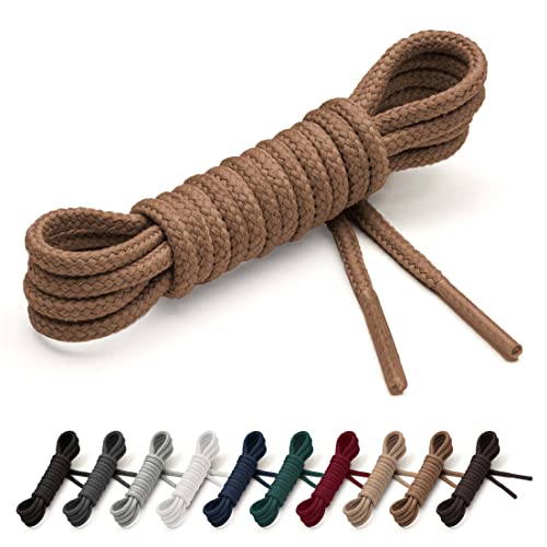 Benchmark Basics 27" Walnut Dress Shoe Laces - Round Waxed Shoestrings for Shoes & Boots - 1/10" (2.5mm) Diameter - 1 Pair