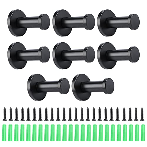 RUNEAY 8 Stück Wandhaken Schwarz,55 mm Edelstahl Rund Garderobenhaken...