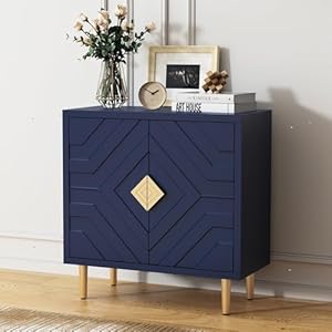HLR Sideboard Storage Cabinet with 2 Doors Accent Cabinet with Decorative Embossed Pattern Doors Sideboard Buffet Cabinet for Living Room Kitchen Dining Room Hallway