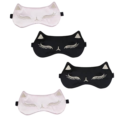 かわいい動物スリーピングマスク目隠しソフトシルキースリープエイドアイカバー調節可能なストラップ4個 レディース 旅行 昼寝