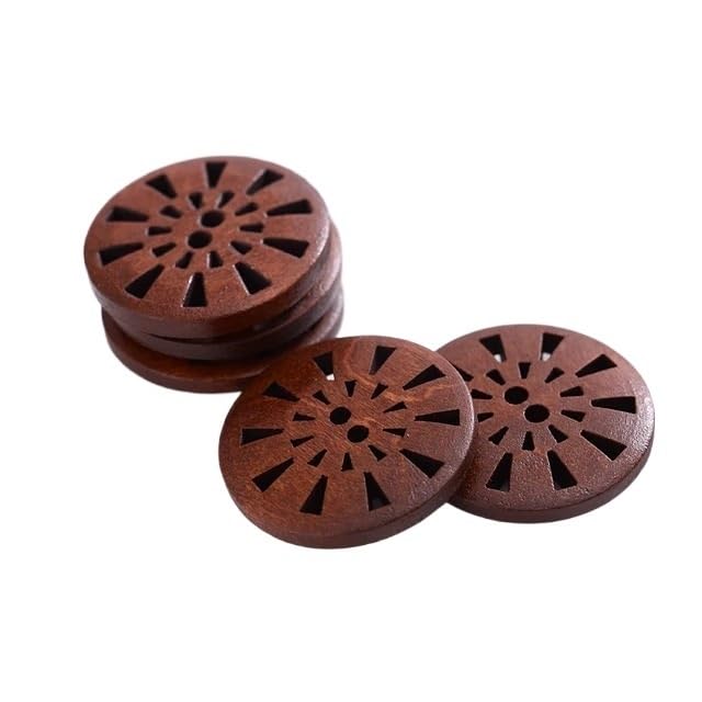 Bottoni bottoni vintage Bottone 25mm 30 pezzi Bottoni in legno con motivo floreale cavo Bottoni rotondi con motivo marrone Artigianato fai-da-te for accessori da cucire Bottoni(Dark Brown)