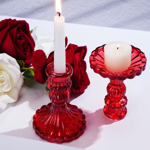 Maxcheck Set Of 6 Clear Candlestick Holders Taper Glass Candle Holder Decorative Candle Stand For Wedding Party Table Centerpiece Valentine'S Day Anniversary Festival Home Decor thumb #6