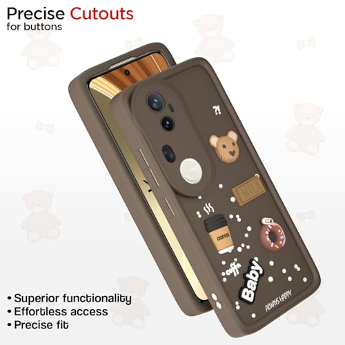 Image of Pikkme Back Cover for Vivo T4 Ultra 5G | Cute Fun Cartoon 3D Bear Silicone Full Body Protection Bumper Case (Brown)