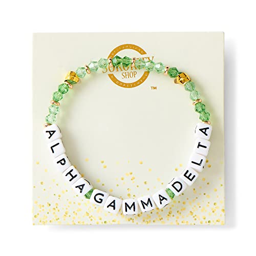 Sorority Shop Alpha Gamma Delta Bracelet — Glass Bead Bracelet with AGD Name Beads and 18K Gold Accent Beads, Greek Sorority Jewelry for Big Little Sorority Gifts2