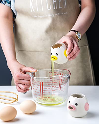 The egg white leaves through the beak