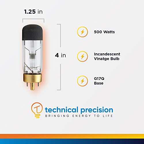 Technical Precision 500W Carousel Slide Projector Bulbs Replacement for GAF 1680 Light Bulb G17Q Base Incandescent T10 Vintage Bulb - 120V - Clear - 1 Pack
