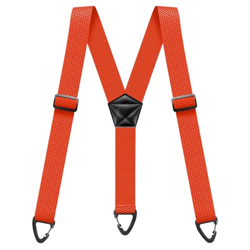 Suspenders for Men Hidden Mens Suspenders 1.6 Inch Wide Heavy Duty Adjustable Elastic Braces Under Clothes with 3 Snap Loop for Jeans Pants Orange