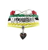 Größe: Einstellbar Angepasste Unisex Leder Leder Metall Flagge Armband Armband Manschette (Mosambik)