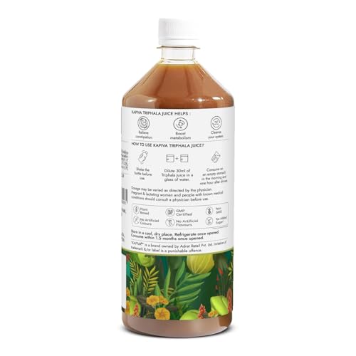 Image of Kapiva Triphala Juice | 100% Ayurvedic | Relieves Constipation & Improves Digestion | No Added Sugar, 1L (Pack of 2)