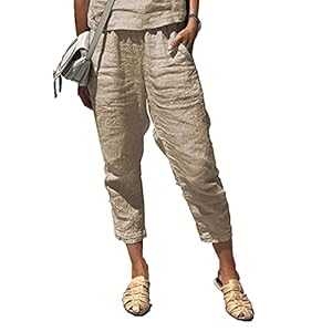 WJANYHN Mode vrouwen effen kleur casual elastische hoge taille rechte bijgesneden broek vrouwen