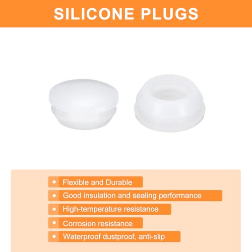 Image of uxcell 26 Pcs Silicone Plugs, Rubber Round Snap in Locking Hole Plugs for 14-15mm Hole, Hole Stoppers Waterproof Hole Plug for Metal Tube, Furniture End Caps Inserts, Clear