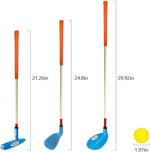 Miniatura 7 de Juego de palos de golf para niños, juego de palos de golf para niños, herramientas deportivas para patio, tres palos con bolsa de transporte y