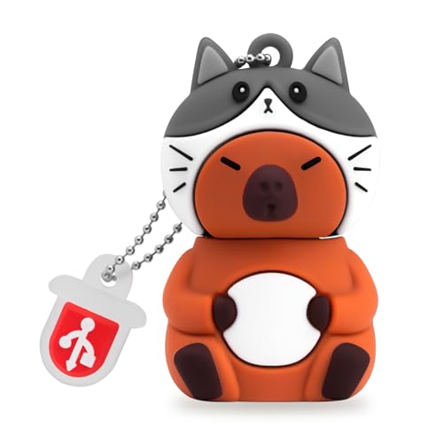 BORLTER CLAMP Memoria USB de 16 GB, Unidad Flash USB en Forma de Carpincho Novedosa y Lindo Flash Drive Pendrive Thumb Drive para Almacenamiento de Datos Externos(Gorro de Gato)