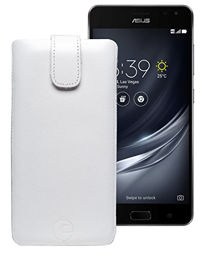 Original Favory Etui Tasche für Asus ZenFone AR | Leder Etui Handytasche Ledertasche Schutzhülle Hülle Hülle Lasche mit Rückzugfunktion* in weiss