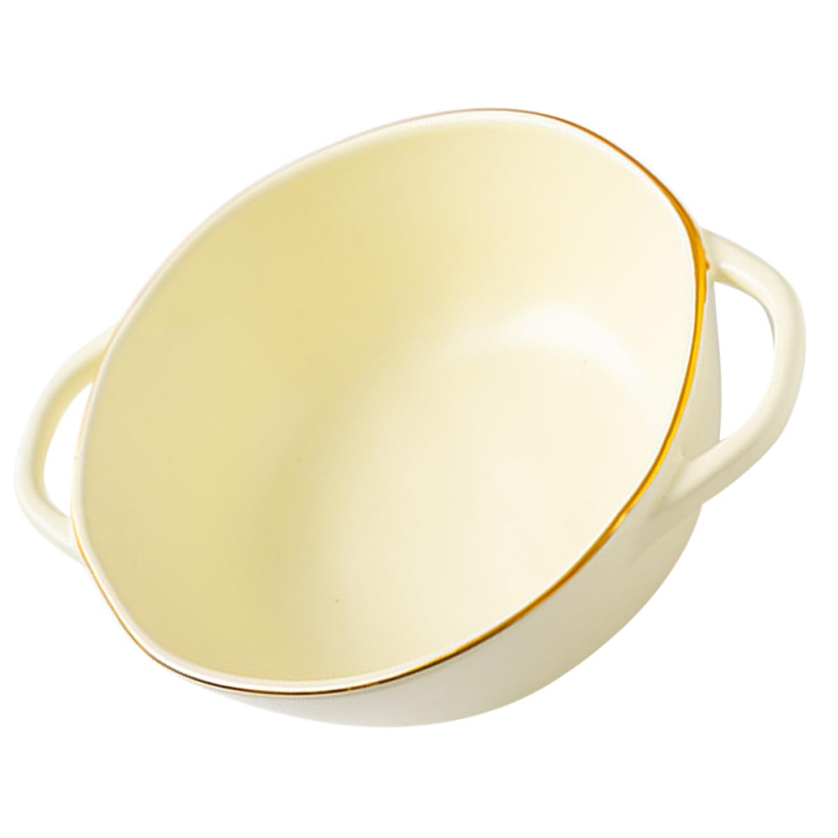 TOYANDONA Tazón Resistente al Calor y Apto para Horno y Lavavajillas de Cerámica Beige Doble Asa Capacidad de 1200ml Adecuado para Servir Sopa y Ensaladas