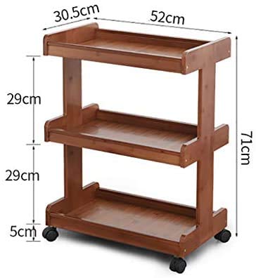 Image of 3-Tier Solid Wood Dining Room Wine Serving Trolley (3 Tier, Brown Polish) (Style 13)