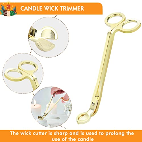 4 in 1 Candle Accessories Kit, Wick Trimmer, Candle Snuffer and Wick Trimmer, Candle Snuffer, Candle Wick Dipper with Velvet Pouch, Direction Card- Gift Package for Candle Lovers (Gold) - Image 4