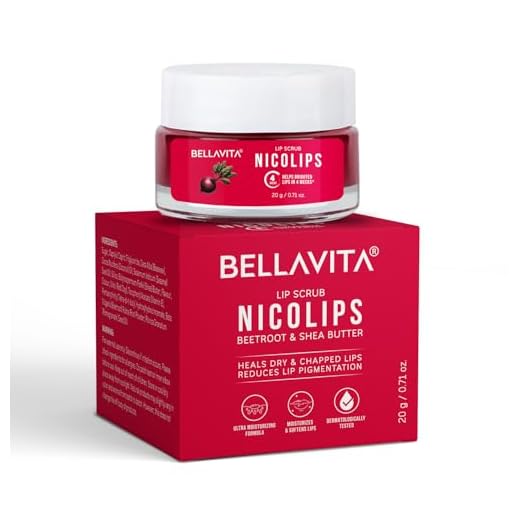 BellaVita Luxury NicoLips Lip Scrub 20gm | Lip Balm For Exfoliation & Dark Lip Moisturizing | With Goodness of Beetroot, Shea Butter & Walnut Lip Scrub | Lip scrubber exfoliator for Women and Men