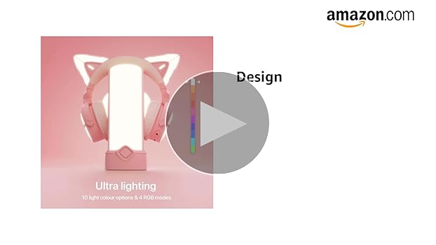 yowuピンク クリスタルヘッドフォンスタンド LED付き Amazon.com: YOWU RGB Pink Cat Ear Headphones 3G and Crystal