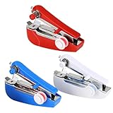 Gatuida 3 Stück Handliche Mini handnähmaschine Rot Weiß Blau Leichte Manuelle Nähhilfe für Anfänger und Notfälle Tragbar für Haushalt Reisen und Einfache Näharbeiten