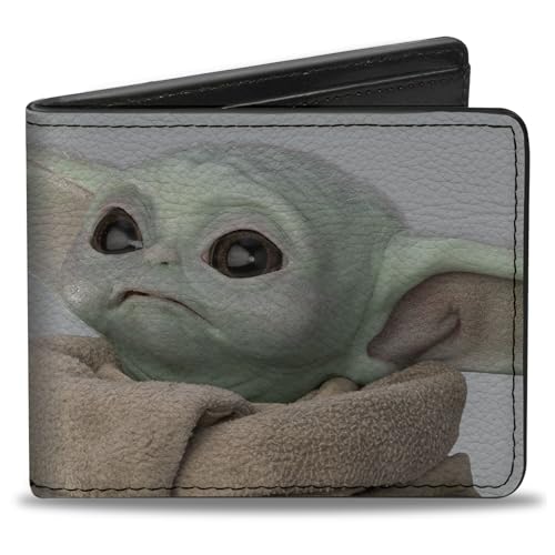 Buckle-Down Men's Wallet, Bifold, Star Wars The Child Vivid Up Pose This is My Good Side Gray, Vegan Leather, 4.0