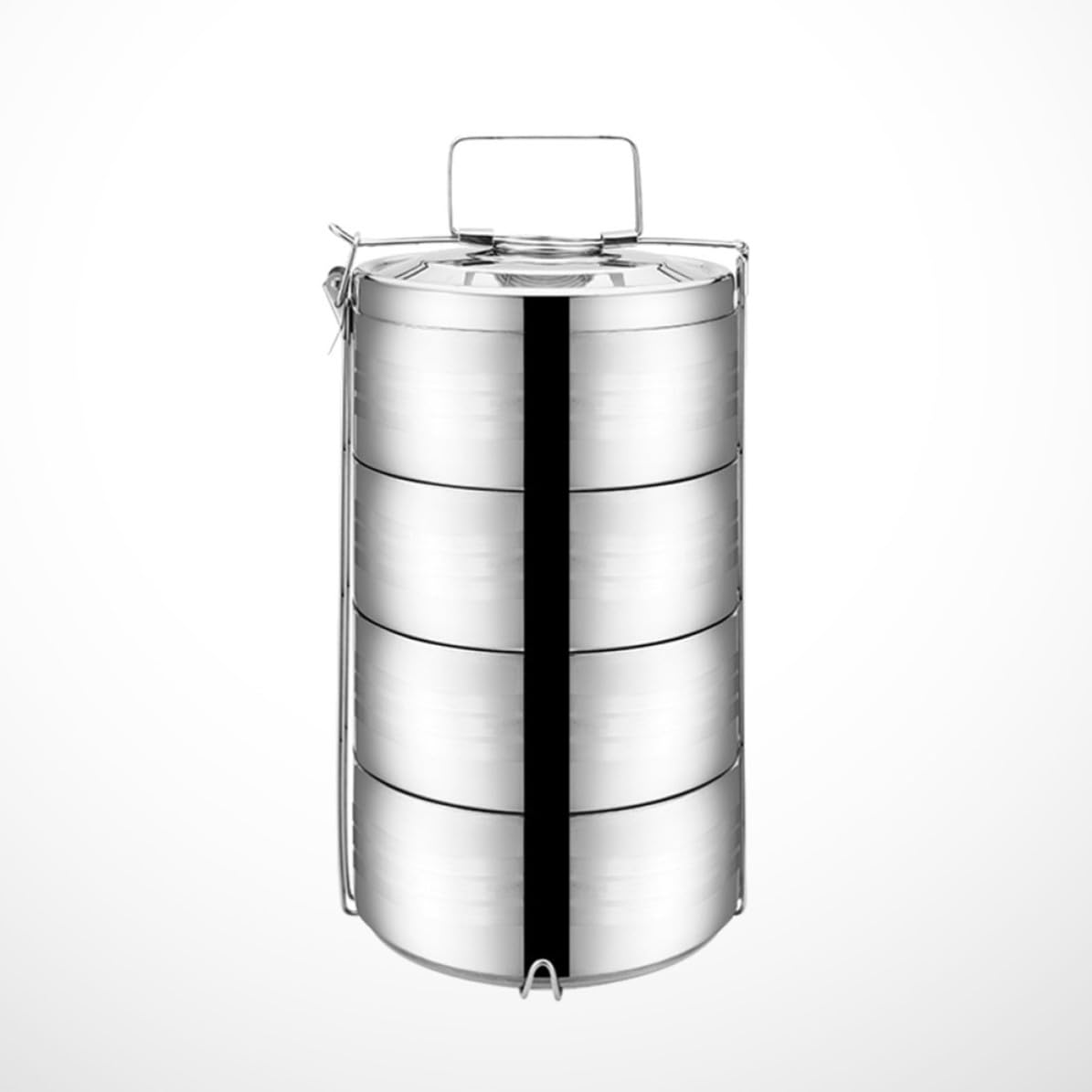 VILLCASE Isolierte Lunchbox aus Edelstahl mit 4 stöckigem Design Korrosionsbeständig und Geschmacksneutral für Schule und Arbeit Silberfarbener Lebensmittelbehälter