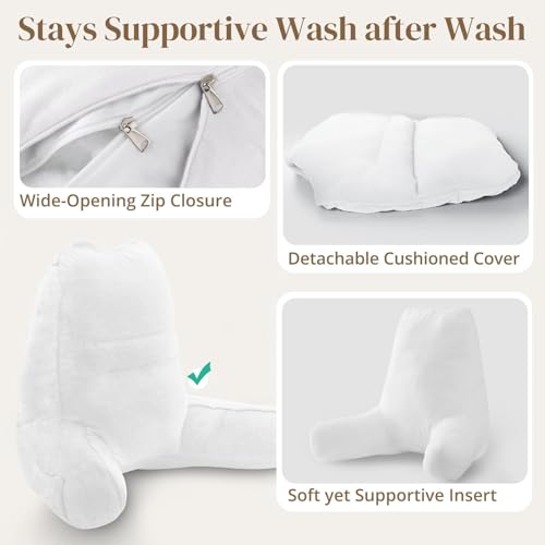 Image of Sasttie Reading Pillow for Bed, Back Pillow for Sitting Up, White