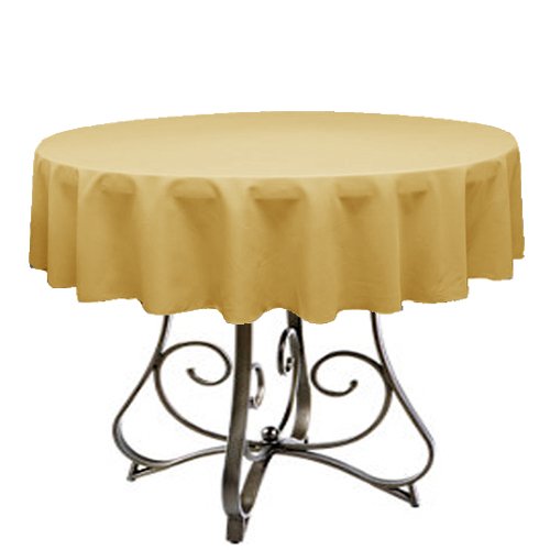 KS Linens. Stylish Round 45-Inch Polyester Tablecloth in 40+ Colors - Premium Quality (Gold)