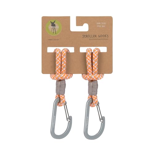 LÄSSIG Kinderwagenbefestigung (2 Stk.) Karabinerhaken Kinderwagenhaken Einkaufshaken/Stroller Hooks Cord beige/orange/lavende – Ansicht 4