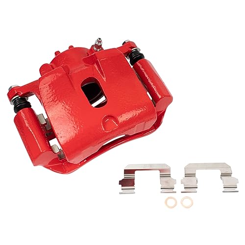 Image of TRQ Front Brake Caliper Set Painted Red Brackets Compatible with 2003-2008 Honda Pilot