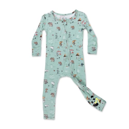 Bellabu Bear Convertible Footies for Baby Boys & Girls Matching Family Pajamas Rayon from Bamboo (Mushroom Cycle Newborn)