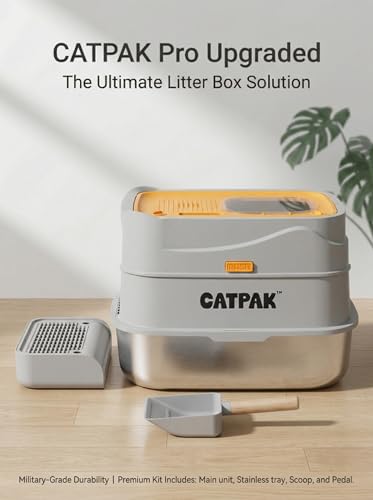 Caja de arena para gatos de acero inoxidable grande miniatura 2