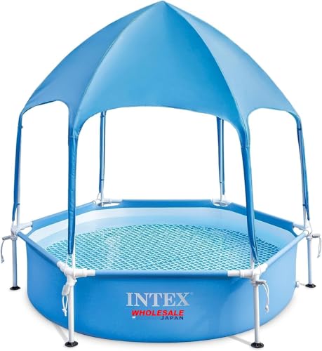 ホールセールジャパン3か月保証 INTEX 28209EP キャノピーメタルフレーム キャノピースプレー内蔵 ? 耐パンク素材 ? 組み立て簡単 ? 容量185ガロン 1.83mx38cm シェード 屋根付き 3歳 家庭用 ビニールプール 壁プール 空気入