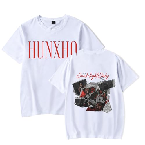 Hunxho The One Night Only Tour T-Shirt Femmes Hommes Été Vintage Mode Manches Courtes Streetwear, blanc, L