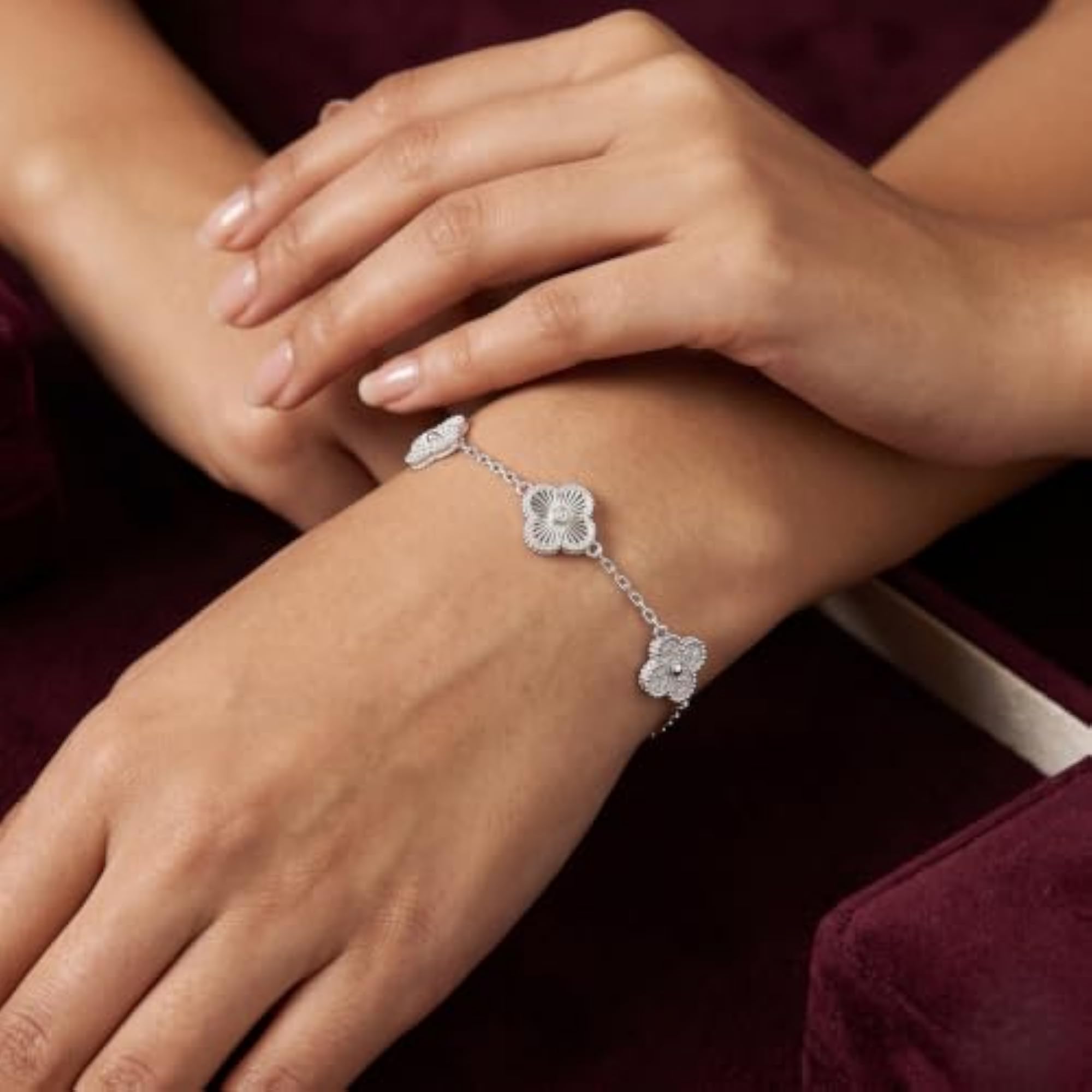Women's Luminous Trefoil Clover 925 Silver Bracelet