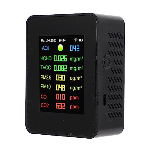 LOCADENCE Air Quality Monitor, 9 in 1 Multifunctional LCD Digital Display CO2 Detector, Intelligent Air Semiconductor Sensor for Homes, Kitchens, Bedrooms