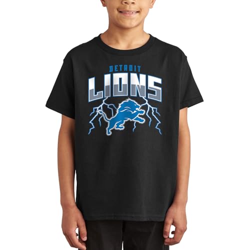 Junk Food NFL - Detroit Lions - Lightning - Officially Licensed Youth Short Sleeve Fan Tee for Boys and Girls
