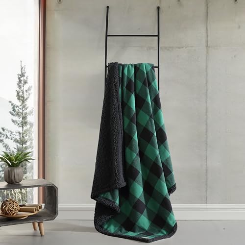 Image of Eddie Bauer - Blanket, Super Soft Reversible Sherpa & Brushed Fleece Bedding, Throw Blankets for Couch, Ideal for Lounging (Cabin Plaid Green)