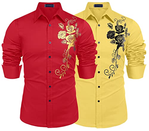 Image of Zombom Men's Regular Fit Cotton Blend Printed Full Sleeve Casual Shirts
