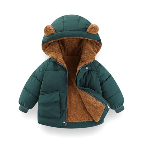 Toddler Winter Coat Boys Girls Warm Puffer Jacket Hooded Fleece Outwear 3D Ear Padded Jackets With Pockets 1-6Y2