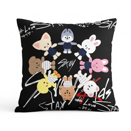 Fortivae SKids Fundas de Almohada, 45x45 Negro Decor Home, SKids Pillowcase para...