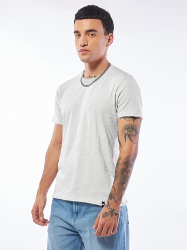 Image of Bewakoof Men's 100% Cotton Solid Regular Fit Half Sleeve Round Neck T-Shirt | Bewakoof Air 1.0 | Tshirt for Men Cotton| Casual Wear | Street Wear